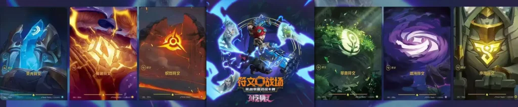 Riftbound Unleashed Set 3 poster featuring Fury Rune, Calm Rune, Mind Rune, Body Rune, Chaos Rune and Order Rune cards