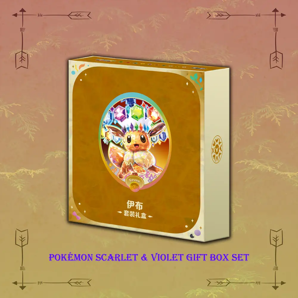Chinese Pokémon Scarlet & Violet Eevee Gift Box Set featuring Eevee Evolutions themed packaging and collectible Pokémon TCG accessories