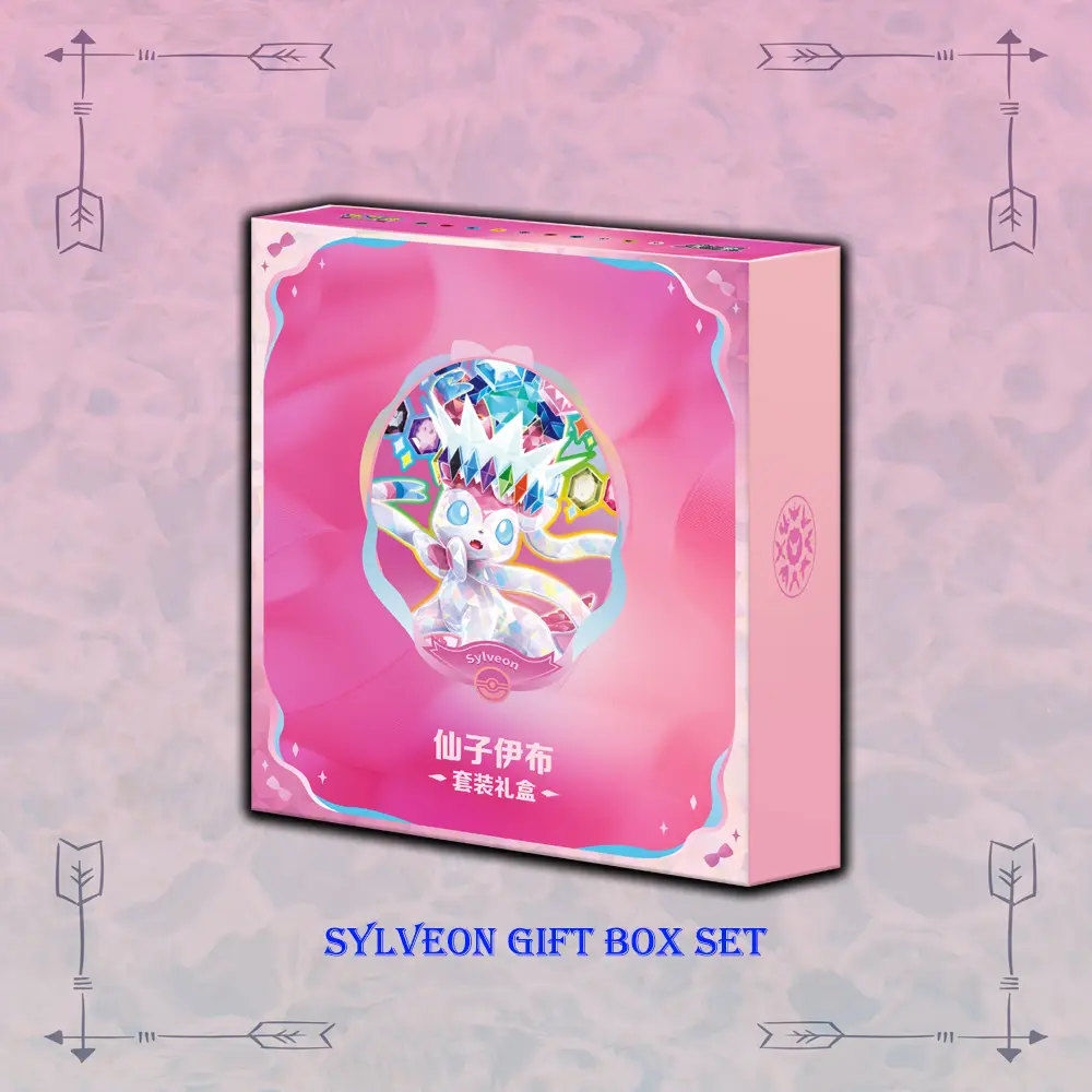 Chinese Pokemon Sylveon Eevee GX Gift Box Set with Eevee Evolutions theme