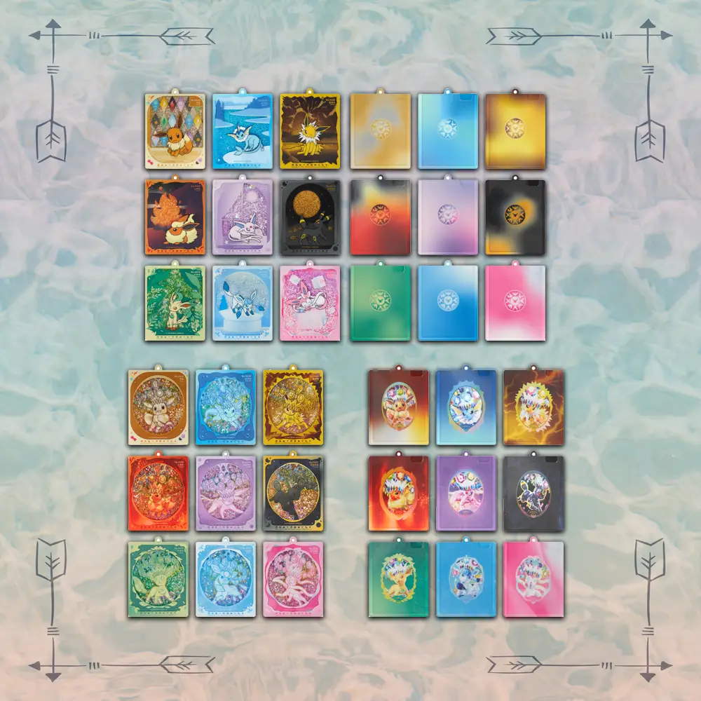 Pokemon Chinese Eevee Quicksand Card Holder Display Pendant Gift Box with Terastal Grand Gathering packs