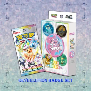 Chinese Pokemon Scarlet Violet Sylveon Eeveelution Badge Set with Blooming Legends Pack